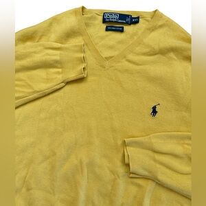 Vintage Polo Ralph Lauren 100% Pima Cotton V-Neck Sweater Size XXL Yellow